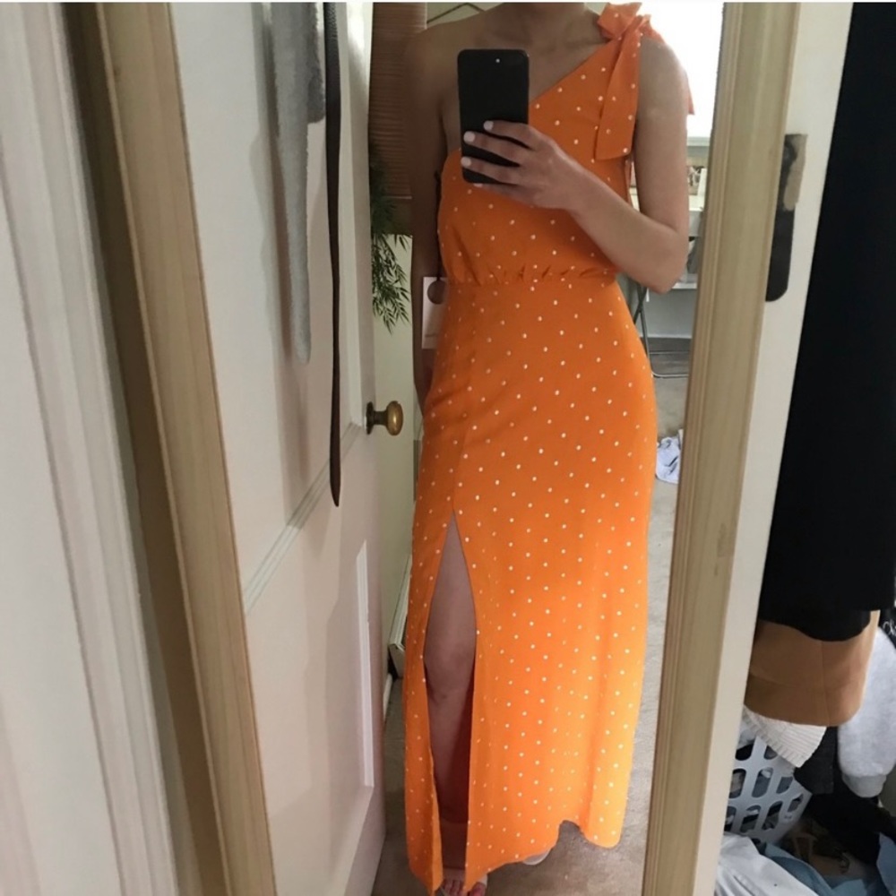 Orange one shoulder dress